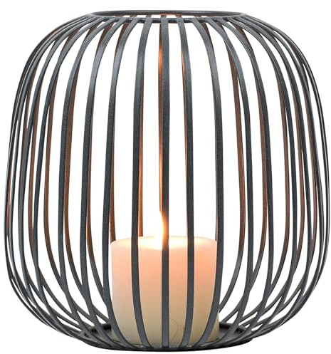 Marrakesch Skandinavische Deko Teelichthalter Salio Schwarz rund aus Metall | Windlicht als Frühling Wohnzimmer Tisch Deko | Exquisite Kerzenständer für Teelichter als Dekoration
