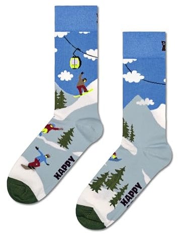 Happy Socks Snowboard Sock bunte Baumwollsocken mit lustigen Schnee Mustern
