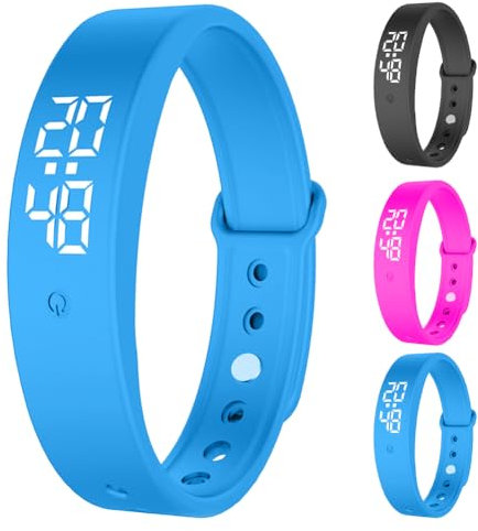 RANJIMA Vibrationswecker Armband, Vibrationsalarm Erinnerung Uhr,Silent Vibrating Alarm Reminder Watch mit Timer und 10 täglichen Alarmen,Trinkerinnerung Alarm Medikamenten Wecker (Blau)