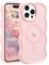 Pepmune Magnetic for iPhone 15 Pro Max Case [Compatible with Magsafe] Translucent Matte Cute Curly Wave Frame Phone Case,Soft TPU Bumper Slim Fit Shockproof Protective Cover for Men Women-Light Pink