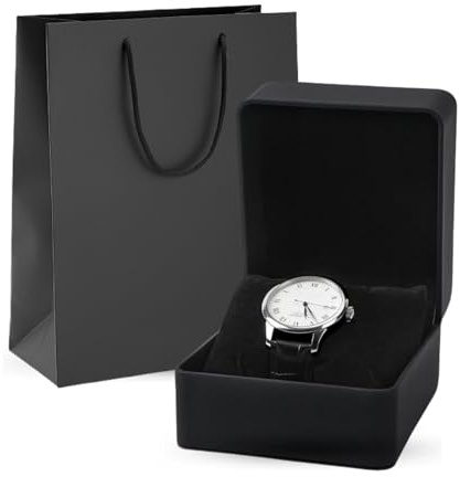 HuYiGGZ Watch Box,Watch Display Case,Watch Case with Gift Bag | PU Leather Watch Box with Removable Cushion, Single Display Case for Wristwatch,Bracelet & Jewelry, Gift Box for Men Women