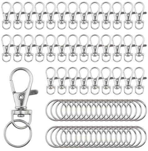 SYEYCW 70 chiusure girevoli a moschettone, 35 chiusure a moschettone, 35 cerchi per portachiavi, ganci divisi per progetti artigianali in resina, cordini, borse