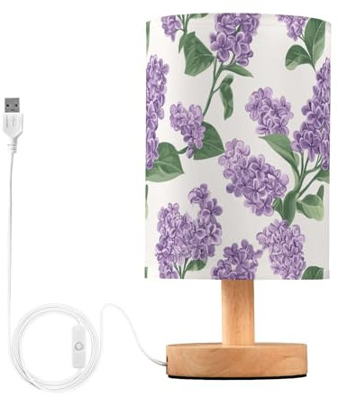 JUMBEAR Lampada da tavolo a forma di fiore viola lilla con paralume in tessuto di lino, per camera dei bambini, soggiorno, ufficio, scrivania
