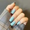 24Pcs Short Square Light Blue False Nails,Glossy Pure Color Collection,Square Press on Nails with Elegant Design,Full Cover Acrylic Stick on Nails for Women Girls Daily Wear (Light Blue, One Size)