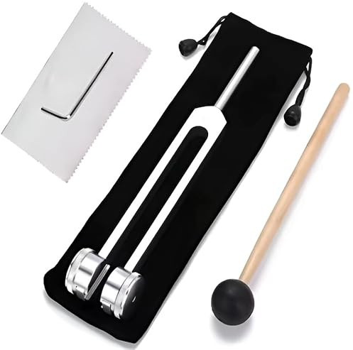Diapason thérapeutique lesté 128Hz, accordage précis vérifié et ajusté individuellement, aluminium médical haute qualité, avec maillet, housse de transport, livret d'utilisation. Livraison 48H.
