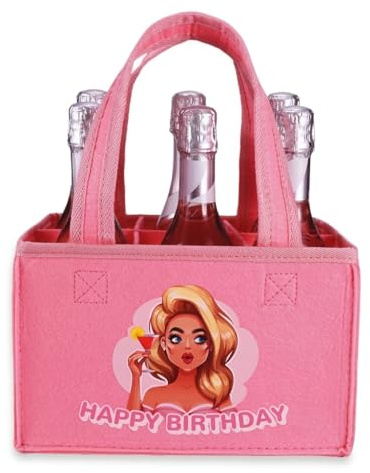 Geschenke Geburtstagsgeschenk für Frauen-Happy Birthday Frauenhandtasche | Geburtstagsgeschenke für Frauen, Mama Ehefrau Freundin Geschenk, Flaschentasche - Filztasche für 6 Flaschen