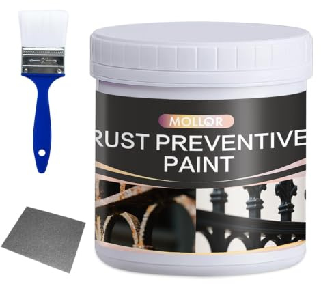 Mollor 2-in-1 Rostumwandler & Metall Grundierung, 0.5kg Schwarz Rostschutz Farbe für Metall, Ultra Auto Rostentferner & Versiegelung, Langlebige Rostschutzbeschichtung - Rost Reparatur Set