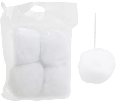 Riffelmacher Schneeball Deko 4er Set zum Hängen | Ø 9 cm | Weiß & weich | Winterliche Weihnachtsdeko für Baum & Fenster | 68726