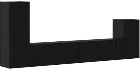 vidaXL Wall TV Cabinet Wall-mounted Black oak Engineered wood, Stylish Rectangular Storage Unit, Modular Shelving for Living Space, Smart TV Cabinet, Compact Wall-Mounted Organizer