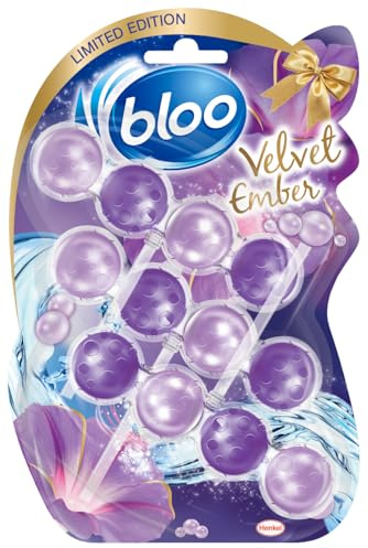 Bloo Limited Edition Toilet Rim Block Velvet Ember (3x50g) Clear water Toilet Rim Block with Velvet Ember scent, anti-limescale formular, 3 X Toilet Rim Blocks
