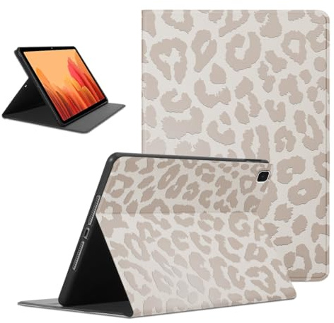 Coalbooliy Custodia per Samsung Galaxy Tab A7 10,4'' 2020, Aesthetic Leopardata Bianco Motivo Disegno Ragazza Flip Cover in pelle PU con Supporto Funzione Soft TPU Antiurto Tablet Case in Silicone