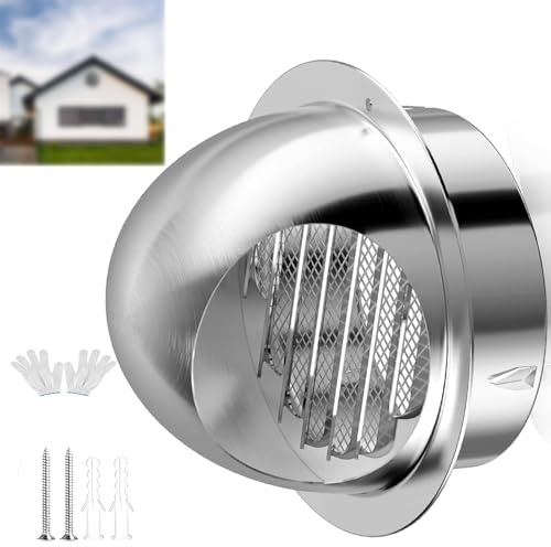 Griglia di Ventilazione Rotonda 50mm 100mm 150mm Protezione Dalle Intemperie Griglia Aerazione Acciaio Inox 304 Griglia Aerazione da Parete per Caminetti, Cucine e Bagni(70mm)