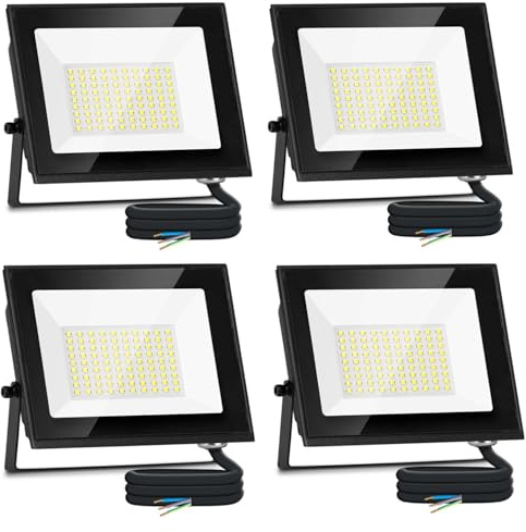 Aigostar Foco LED Exterior 50w 4500LM, Foco Proyectore LED Exterior Impermeable IP65,6500K Blanco Frío para Garaje Jardín Patio Parque.4 pcs