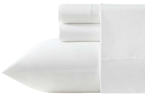 Vera Wang Queensize-Bettlaken-Set, 100% ägyptische Baumwolle, Perkal, Glatte und frische Haptik, Tiefe Taschen, Bettwäsche mit passendem Spannbetttuch und Kissenbezügen (Beige)