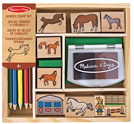 Melissa & Doug Pferdestempelset | Kunsthandwerk | Stempelsets und -schablonen | 4+ | Geschenk für Jungen oder Mädchen