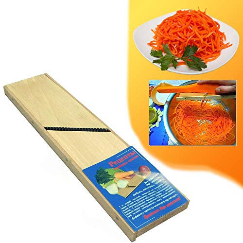 WOODEN GRATER FOR KOREAN CARROT - Stainless Steel Wood, Russian Ukrainian Salad Grater, 2.5 x 10.2 inches