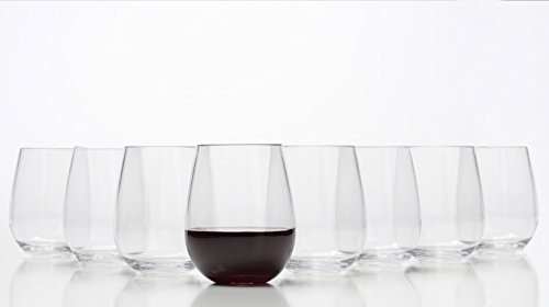 Lot de 8 verres à vin sans pied en plastique Tritan incassables, incassables, sans BPA, 473 ml, passent au lave-vaisselle