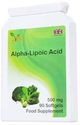 Ved Alpha Lipoic Acid | Non-GMO, Gluten Free | Helps Maintain Blood Sugar Level | 500mg, 90 Softgels