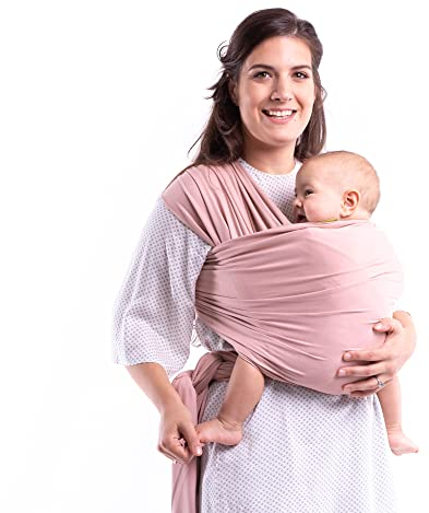 Boba Baby Tragetuch Neugeborene - Elastisches Babytragetuch und Stilltuch für Unterwegs - Einfach zu binden - Babytrage Neugeborene ab Geburt bis 16kg (Serenity Bloom)