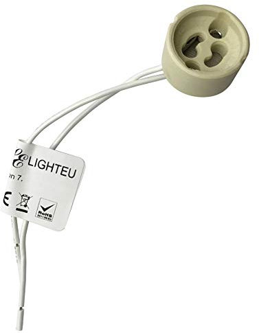 lighteu®, 1x GU10 Fassung Sockel Keramik mit Qualitäts 0,75mm² Silikonkabel für LED und Halogen