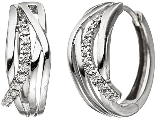 Jobo Damen-Creolen aus 8 Karat 333 Weißgold mit 22 Zirkonia