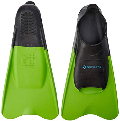 TECNOPRO Herren Swim Fin Base Flossen, Green Lime/Black/BLU, S