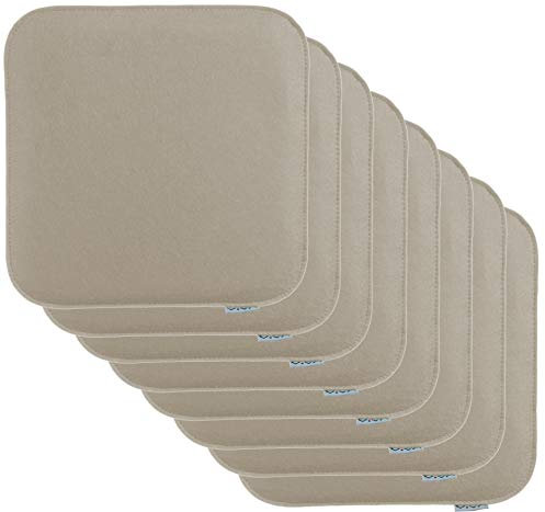 Brandsseller 8er Set Sitzkissen aus Filz 35x35x2 cm – Robuste Stuhlauflagen für innen und außen, eckiges Sitzpolster, strapazierfähiges Kissen für Stühle - Beige