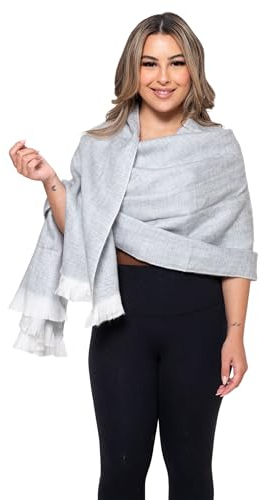 Casa De Alpaca Schal, handgefertigt, Ecuadorean Alpaka, Beige mit Weiß., Einheitsgröße