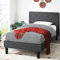 Zinus Shalini Bett 90x200 cm - Höhe 35 cm - Gepolsterter Plattform Bettrahmen mit Holzlattenrost - Dunkelgrau, Grau