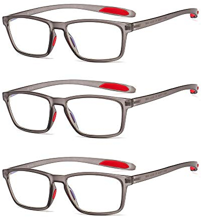 Suertree 3 Pack Blaulichtfilter Lesebrille Computerbrille TR90 Rahmenleser PC Gaming UV Blaulicht Blockier Brille Gläser Damen Herren 1.5X