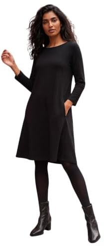Roman Originals Tunic Dress with Pockets for Women UK Ladies Swing Fit & Flare Skater Slouch Stretchy Casual Smart Winter Jersey Pull On Work Office 3/4 Long Sleeves