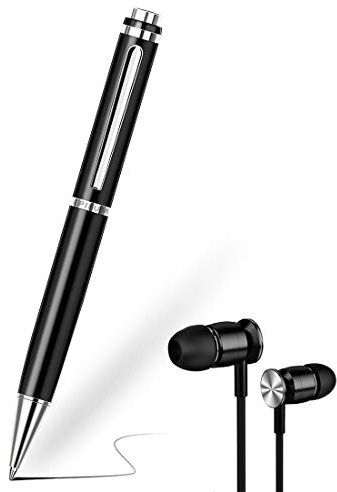Penna Registratore Vocale, 32GB EPILUM per Conferenze, Mini Spia Registratore Vocale ad Attivazione Vocale HD, Registrazione Portatile con Riproduzione MP3 con Cuffie, USB Ricaricabile