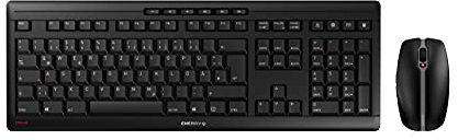 CHERRY STREAM DESKTOP, Kabelloses Tastatur- und Maus-Set, Französisches Layout (AZERTY), 2,4 GHz Funk, Leiser Tastenanschlag, Batteriebetrieben, Schwarz