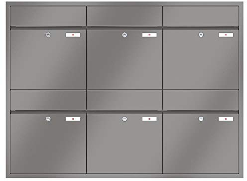 RENZ/Plan / 6er Unterputz-Briefkastenanlage Einbau-Briefkasten/RAL-Farbe 9007 Volumen 28 L/Dein-Briefkasten.de
