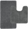 MIULEE Badematte Duschvorleger Badvorleger Flur 2er Set rutschfest Matte Teppiche Badteppich Badezimmerteppich Waschbar Saugfähig für Bad Wohnzimmer 50x80 cm und 50x50 cm mit Ausschnitt Grau