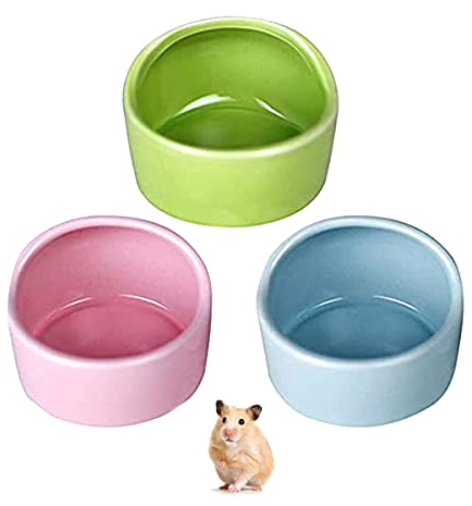 RoadLoo 3-Piece Ceramic Dishes - Anti-Bite Food Bowls & No-Spill Water Feeder for Small Animals