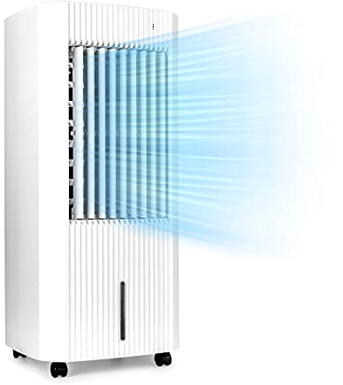 Klarstein Iceberg Pure Luftkühler, Luftdurchsatz: 283 m³/h, 65 W, Tank: 5 Liter, Kühlakkus, Swing-Funktion, mobil, Bodenrollen, mit Staubfilter, Naturwind-, Schlaf- und Normal-Modus, weiß