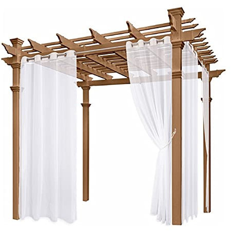 Rideau D'extérieur Imperméable, Étanche Anti-Poussière Rideau Voilage Blanc, pour Porche Avant Pergola Cabanon Gazebo, Ensemble De 2 Panneaux (W52 x L84(132 * 213cm))