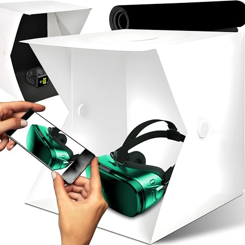 Retoo Fotobox Lichtbox Faltbare Mini Fotostudio Lichtzelt LED Beleuchtung Tragbare Faltbare Fotozelt Lichtwürfel Hintergründe