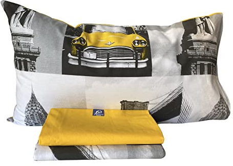 L'Emporio Casa Set Lenzuola Londra - New York Completo Letto 100% Cotone Italiano Varie Misure (Matrimoniale, New York)