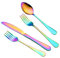 Set de couverts arc-en-ciel 16 pièces, couverts pour 4 personnes, set de couteaux, fourchettes et cuillères, couverts en acier inoxydable, lavable au lave-vaisselle