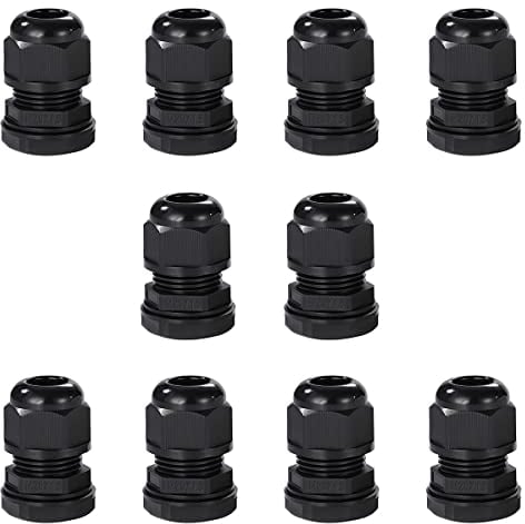 Meccion M20 Kabelverschraubung 10 Stück Wasserdichte IP68 Nylon Kabelverbinder mit Kontermutter und Unterlegscheibe, Geeignet für 7mm - 12mm Kabel