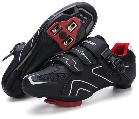 Mens Womens Cycling Shoes Compatible with Peloton Road Bike BlackWhite 5.5