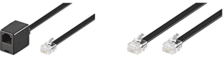 Goobay 68263 Modularverlängerungskabel, RJ12-Stecker (6P6C) > RJ12-Buchse (6P6C), 3m, schwarz & 50321 Modularanschlusskabel 3 Meter, Schwarz - RJ12-Stecker (6P6C) auf RJ12-Stecker (6P6C)