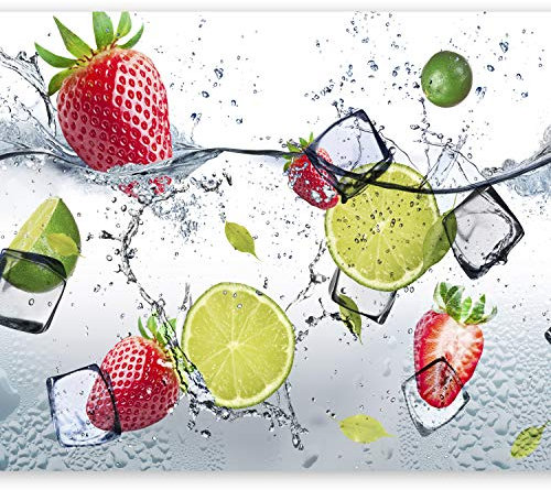 murando - Vlies Fototapete Küche 200x140 cm - Foto Tapete Schlafzimmer Wohnzimmer Moderne Vliestapete XXL Wandtapete Motivtapeten Bildtapete 3d Effekt Wand Dekoration - Obst Limone Erdbeere Wasser