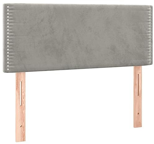 vidaXL LED Kopfteil, Bettkopfteil mit Holzbeinen, Höhenverstellbar Polsterkopfteil für Bett, Betthaupt Bettzubehör Schlafzimmer, Hellgrau 100x5x78/88cm Samt