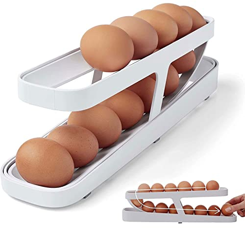 Egg Dispenser Egg Holder Fridge,Rollender Eierhalter Eierspender Für Den Kühlschrank, Automatisch Eierbox Rollender Für Die Aufbewahrung Im Kühlschrank, Kunststoff-Acryl-Eier-Organizer für Kühlschrank