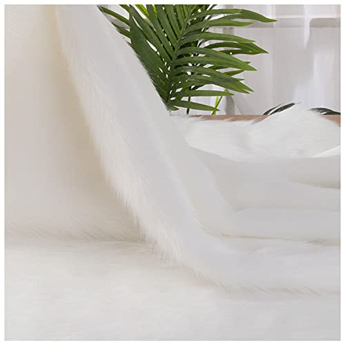 AITAF Weiß Kunstfell Band Kunstpelz Fellstoff, Zotteligen Pelz Stoff Schnitte Flauschige Pelz Patches ideal zum Basteln, Nähen, Dekorieren Plüsch Trim Stoffrolle, 50x180cm(White)