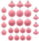 25 Pezzi Set palline di natale velluto Rosa Caldo 6cm 8cm Ornamento decorazioni natalizie, Set di velluto plastica