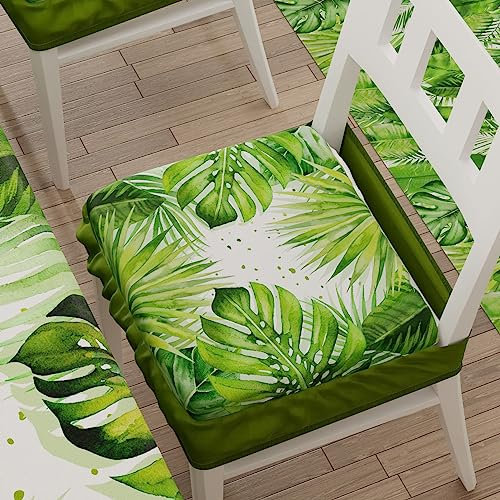 PETTI Artigiani Italiani - Cuscini per Sedia Cucina con Elastico da 2 Pezzi, Copricuscini Sedia in Microfibra con Elastico, Cuscini Coprisedia con Molla Disegno Tropical 05 100% Made in Italy